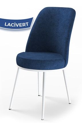Dexa Serisi Lacivert Renk Sandalye Mutfak Sandalyesi, Yemek Sandalyesi Ayaklar Beyaz CNS666