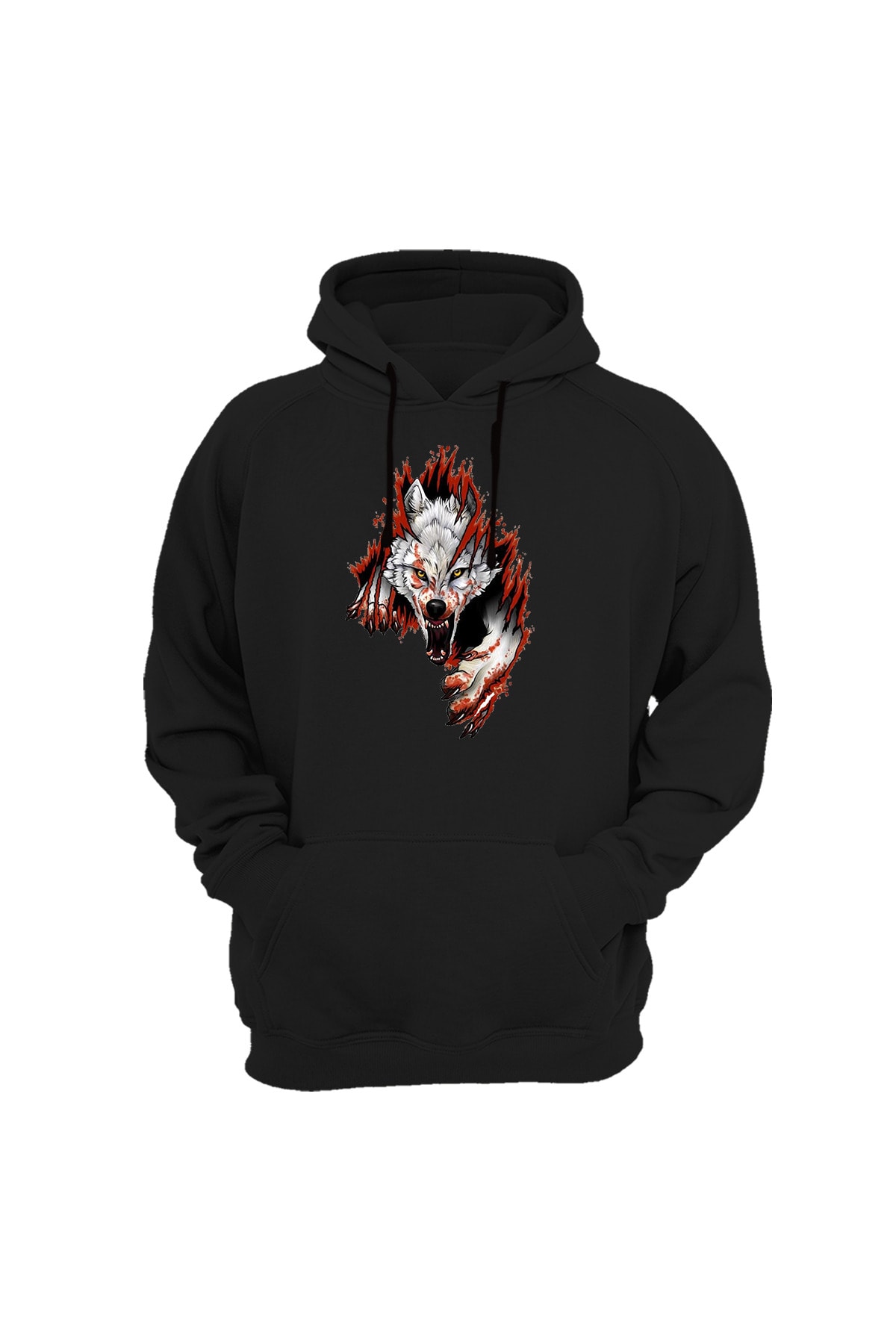 Kings of the Jungle Series Wolf Printed Thick Hooded Sweatshirt Hoodie