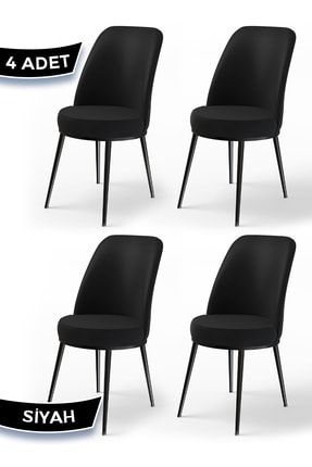 Dexa Serisi Siyah Renk 4 Adet Sandalye, Renk Siyah, Ayaklar Siyah DEXASİYAH4