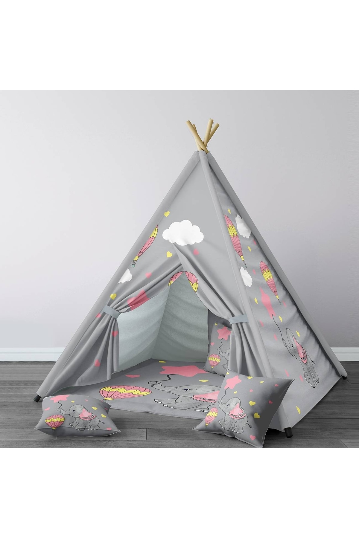 HET Concept Gri Bebek, Çocuk Odası Minderli/mindersiz Oyun Evi, Çadırı Model 0121