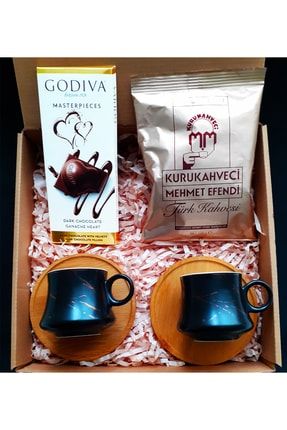 2 Adet Mermer Desenli Seramik Kahve Fincanı Godiva Çikolata Türk Kahvesi 902