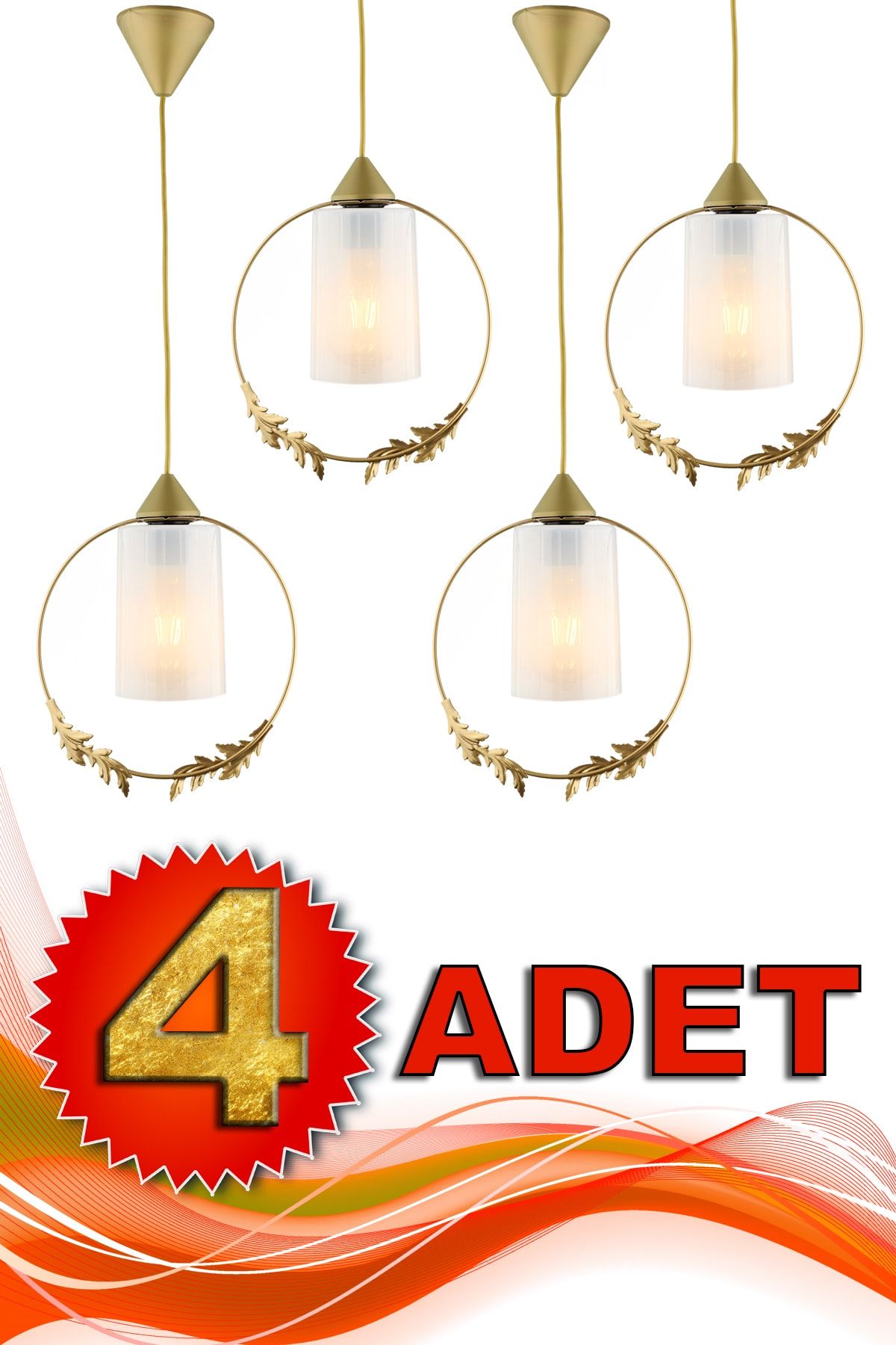 Begüsa 4 Adet Haliç Tekli Avize Eskitme Beyaz Akrilik