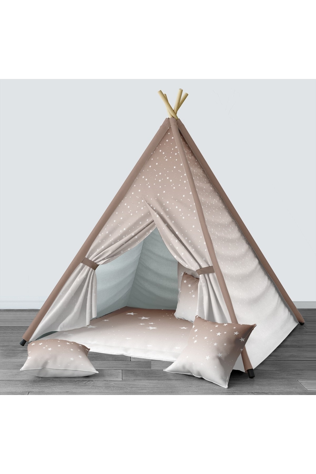 HET Concept Açık Kahverengi Bebek, Çocuk Odası Minderli/mindersiz Oyun Evi, Çadırı Model 1484