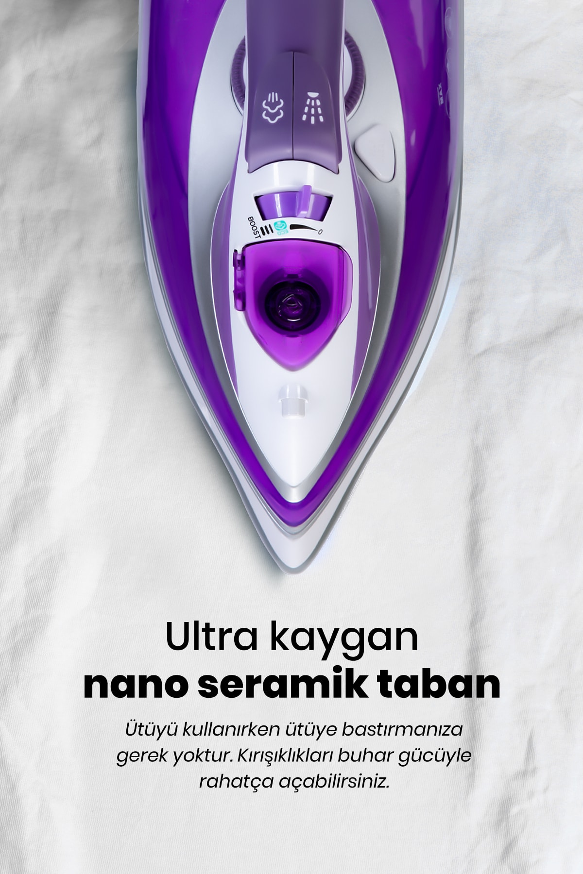 Deluxe 3000 Watt Seramik Tabanlı Profesyonel Turbo Boost Özellikli 190 gr Etkili Şok Buharlı Ütü 6