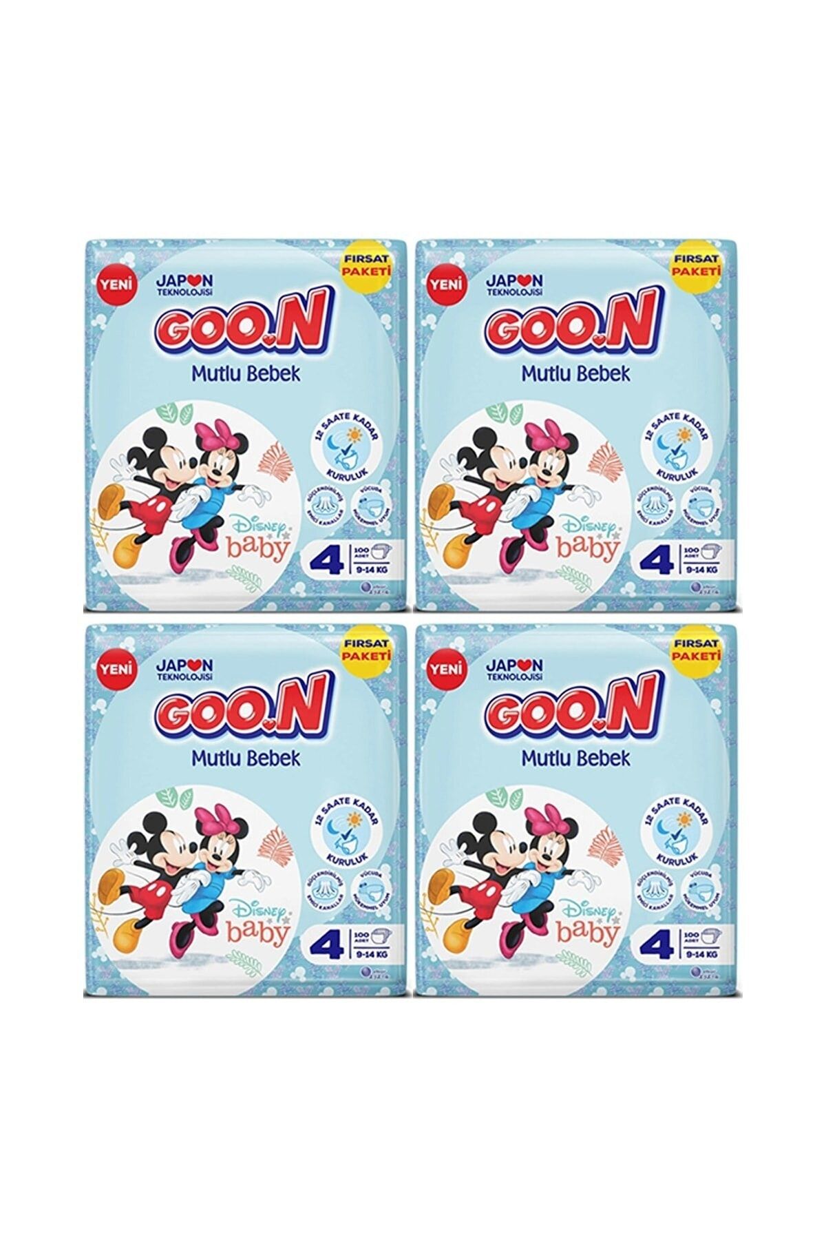 Goo.n Mutlu Bebek Fırsat Paketi 4 Numara 9 - 14 Kg 100' Lü 4 Paket 400 Adet
