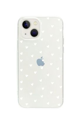 Iphone 13 Minik Kalpler Beyaz Desenli Şeffaf Telefon Kılıfı BCIPH13SEFMNKKLPBYZ