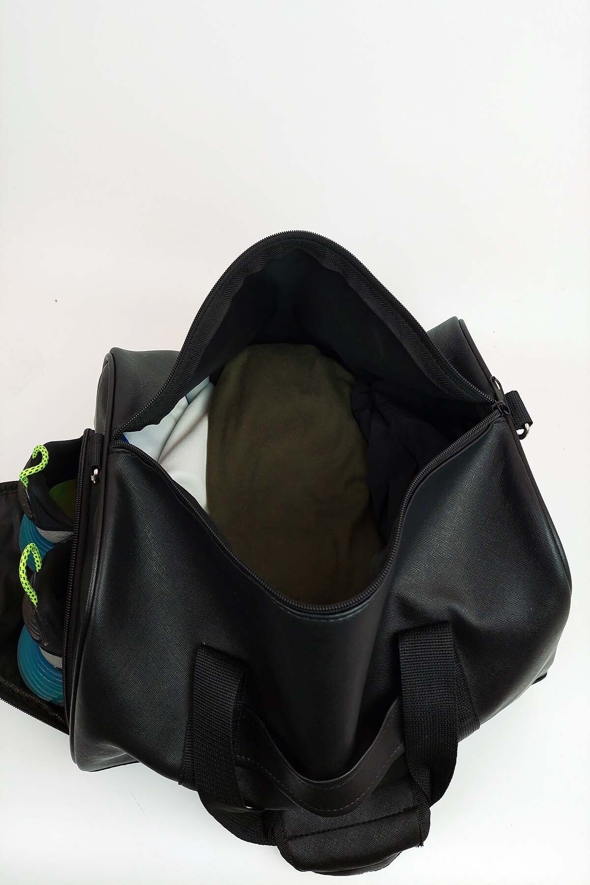 toxo  Siyah Unisex Deri Seyahat&fitness Bag&spor Çantası - Omuz & Askılı Yan Ayakkabı Bölmeli Spor Çantası - Görsel 3