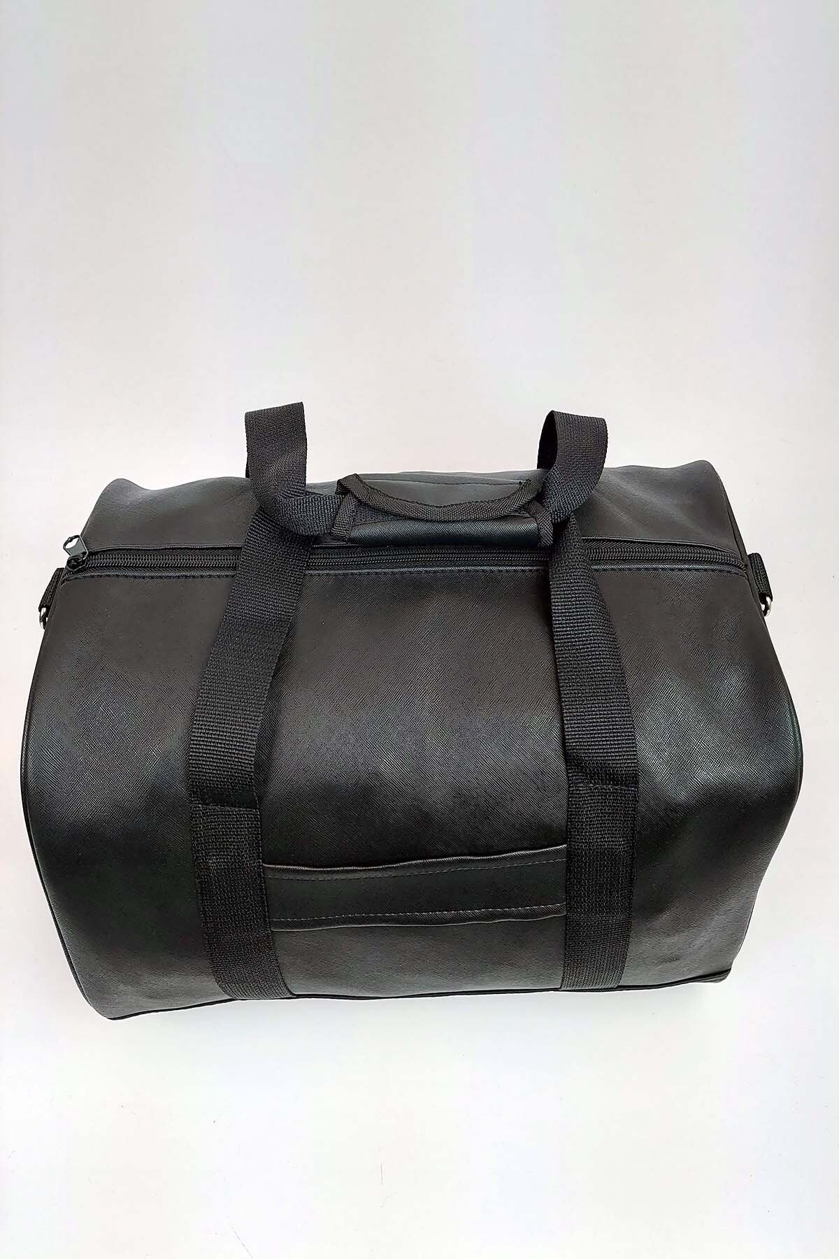 toxo  Siyah Unisex Deri Seyahat&fitness Bag&spor Çantası - Omuz & Askılı Yan Ayakkabı Bölmeli Spor Çantası - Görsel 6