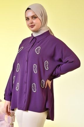 Kadın Oversize Gömlek Tunik Ayrobin Sağlıklı Kumaş 4985ferace