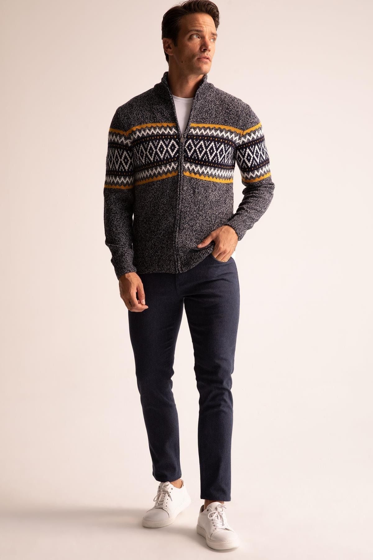 DeFacto-Regular Fit Half Turtleneck Cardigan 2