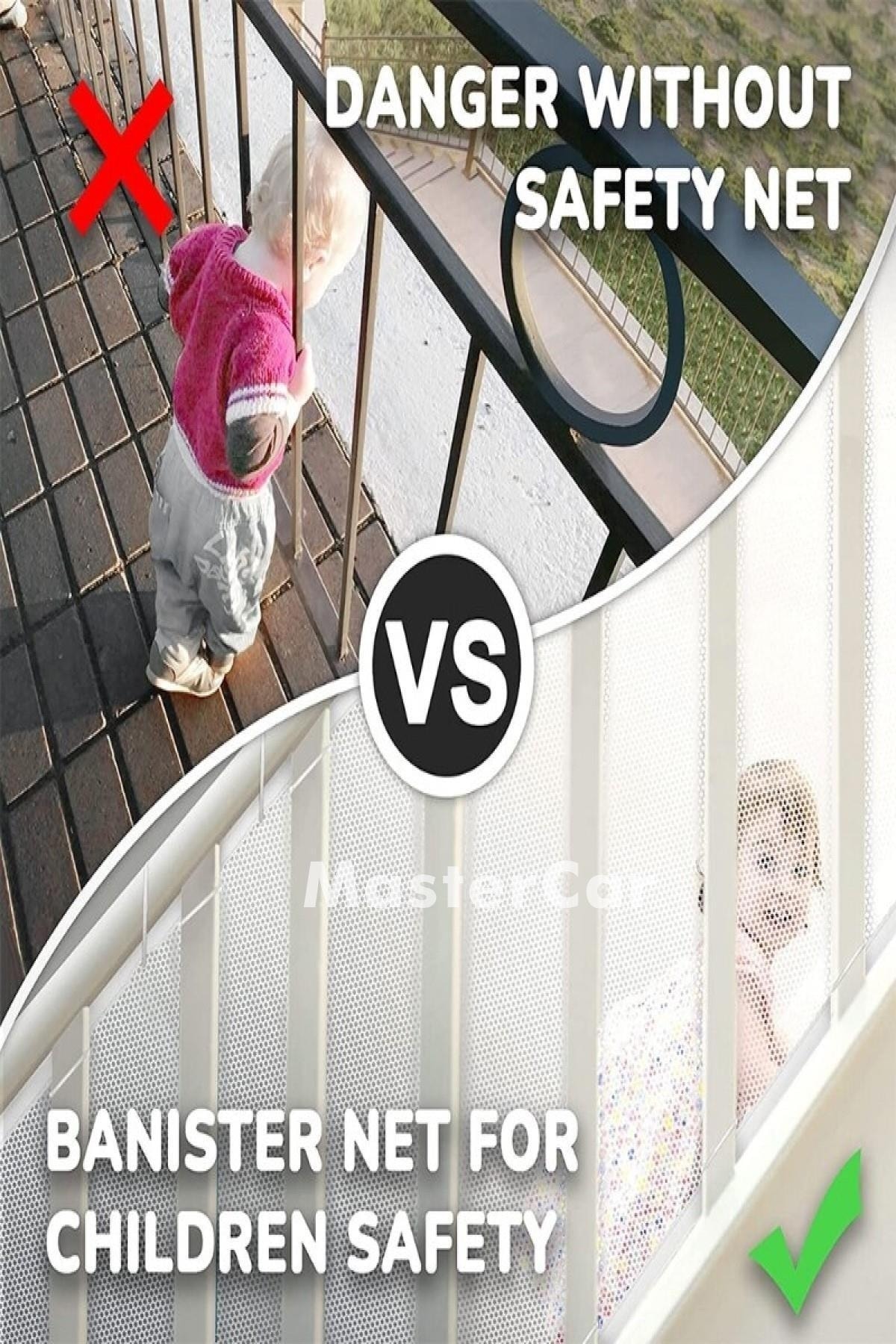 MasterCar Korkuluk Balkon Ve Merdiven Filesi Çocuk Güvenlik Filesi Düşme Sıkışma Önleyici File 250cm X 80cm fotoğrafı 5 (önizleme)
