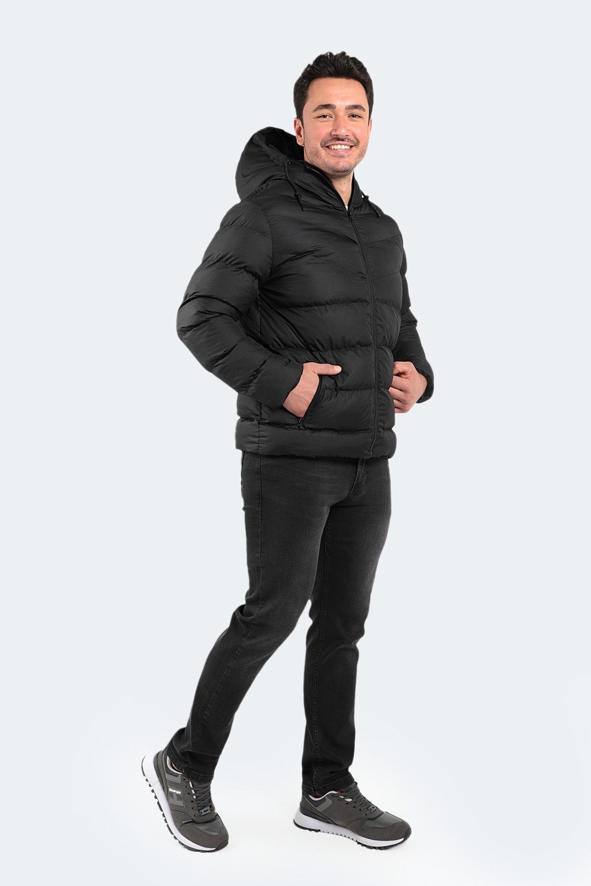 کاپشن ورزشی مشکی مردانه مانتو Novex اورجینال Slazenger