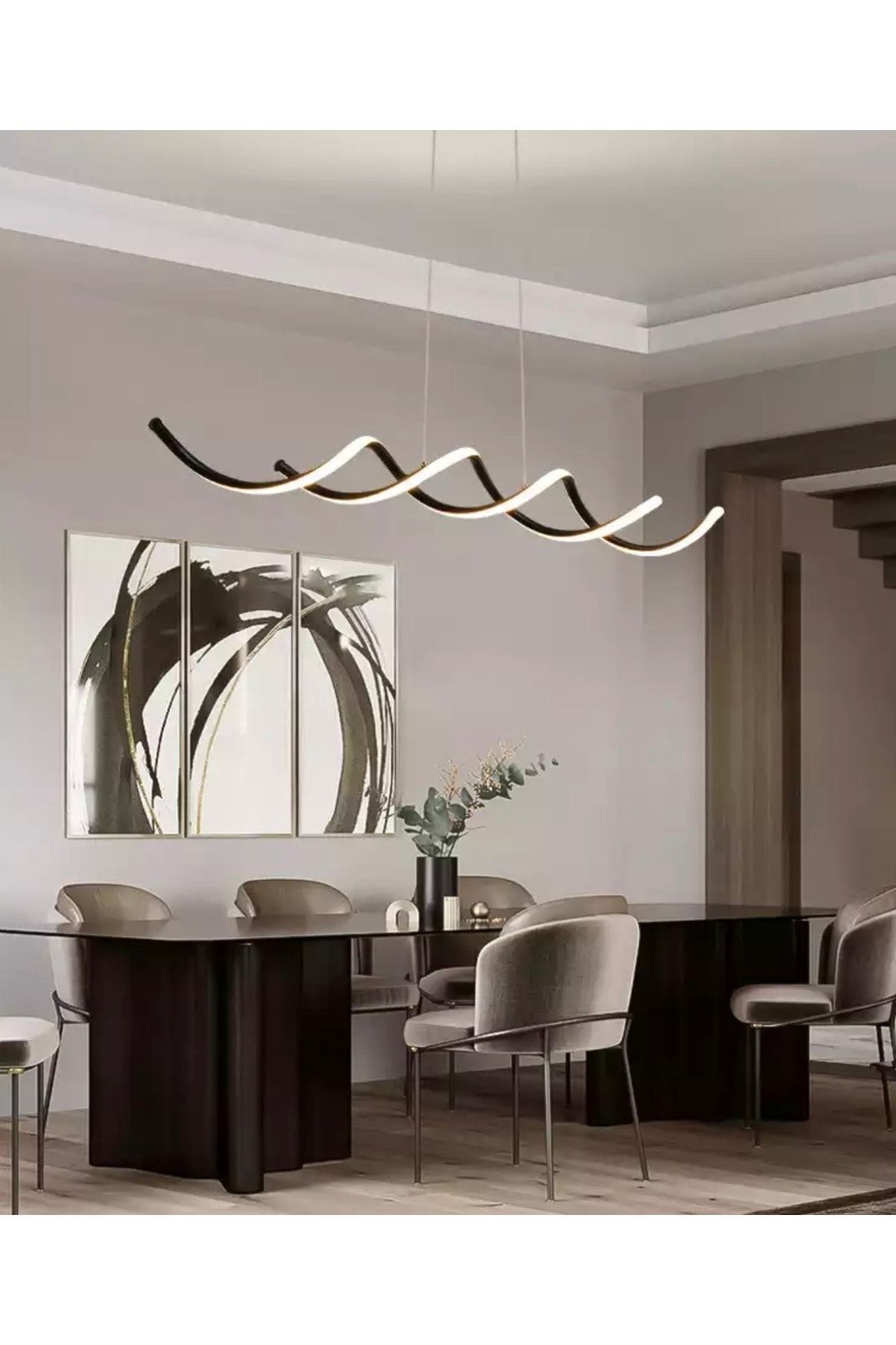 Fico Home-Modern Concept Design La Spezia LED Chandelier Black Pendant Lamp with Remote Control Chandelier 3 Colors 5