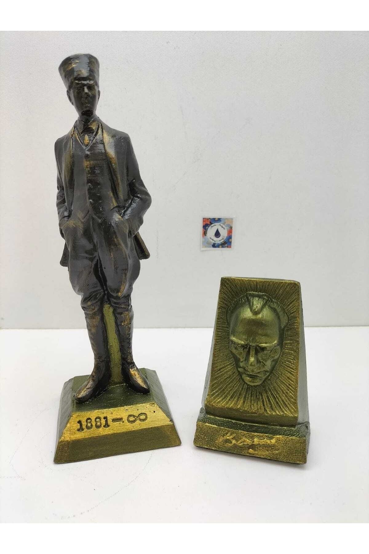 Mustafa Kemal Atatürk Heykeli + Atatürk Büst Hediyeli Set