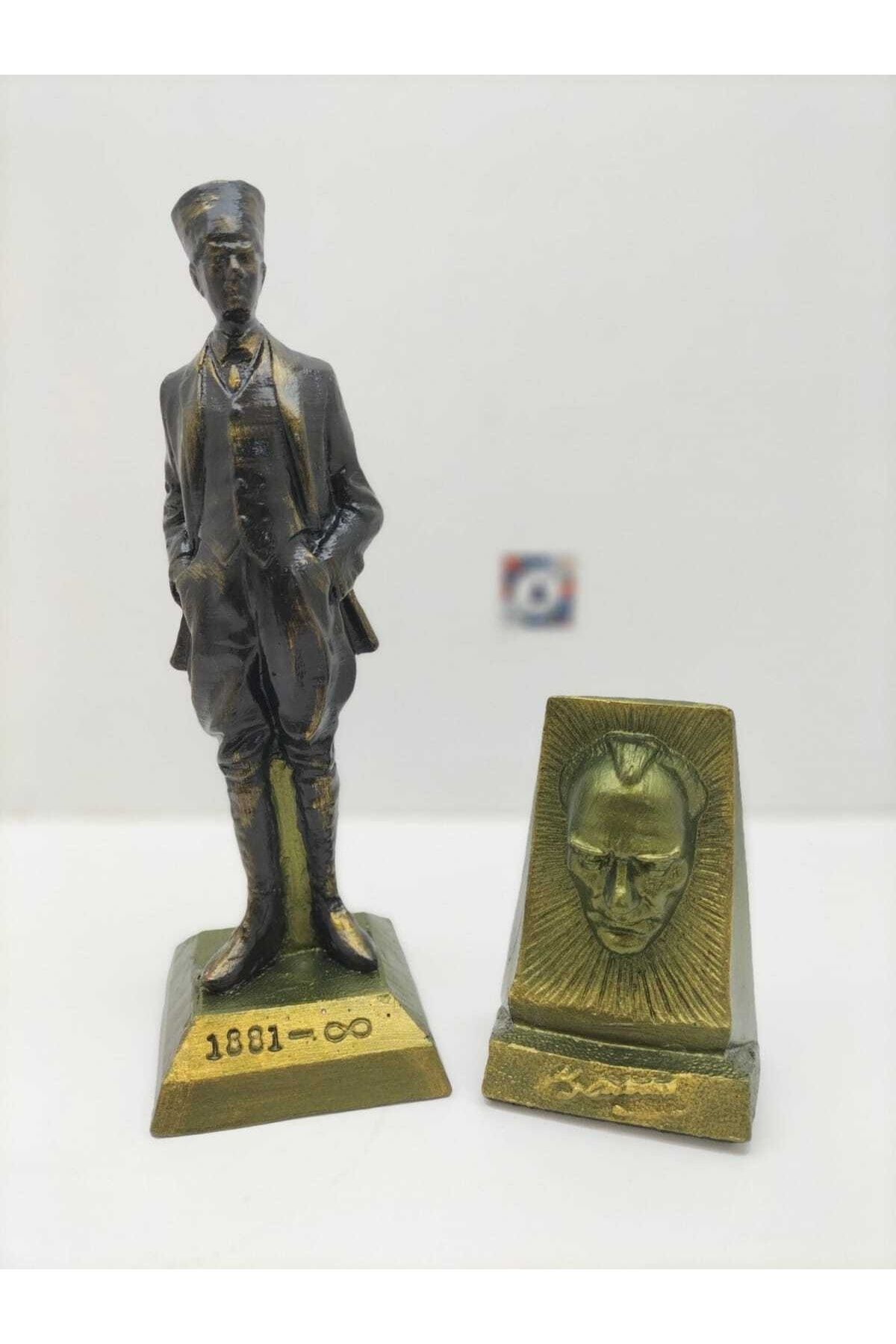 Mustafa Kemal Atatürk Heykeli + Atatürk Büst Hediyeli Set