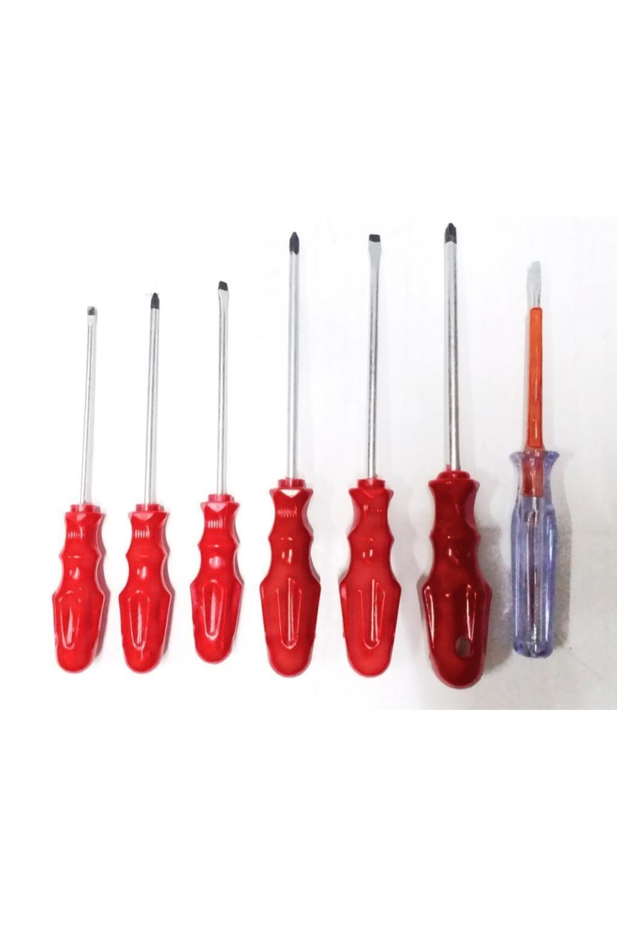 abnturk Türk Malı 7li Tornavida Seti Chrome Vanadium Çelik 3 Düz+3 Yıldız 1 Adet Kontrol Kalemli Tornavida