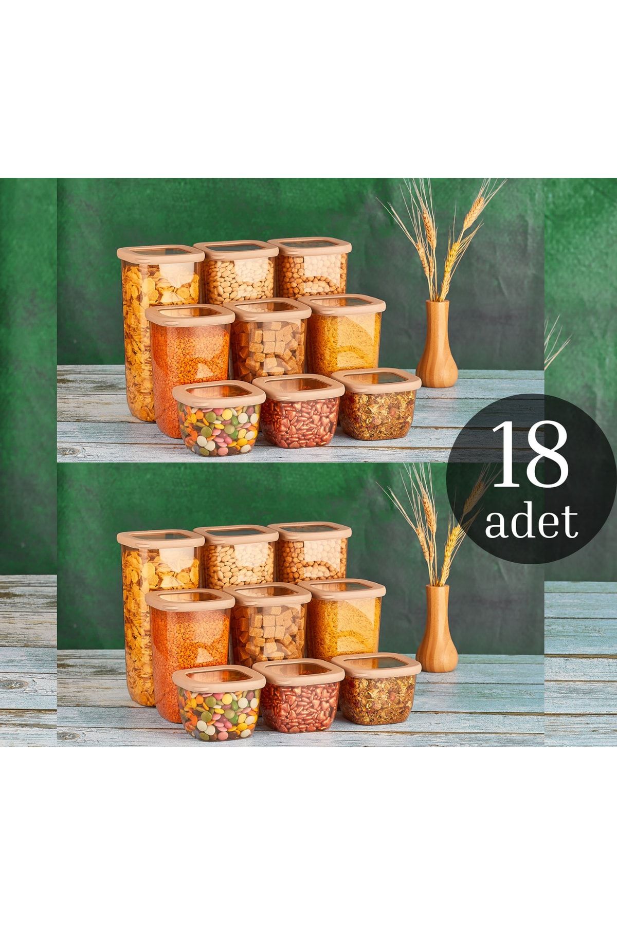 Comprox-Vip Ahmet Labeled 18-Piece Beach Square Storage Container Set Copper Food Storage Container Jar 2