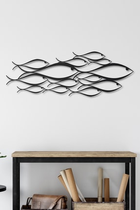 Morimora School Of Fish Metal Duvar Dekorasyonu - Siyah