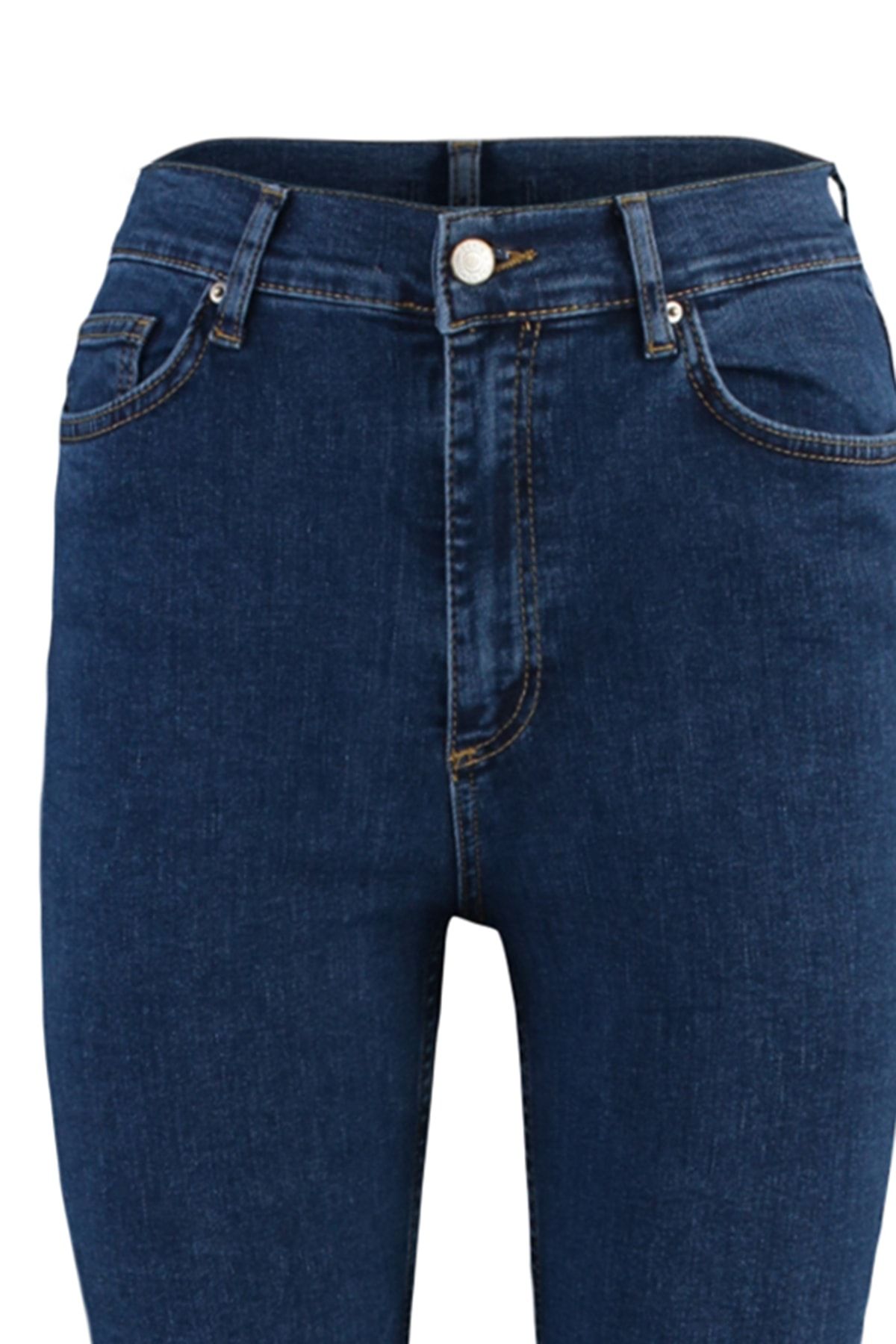 Trendyol Collection-Dunkelblaue, nachhaltigere High Waist Crop Flare Jeans TWOAW23JE00393 7