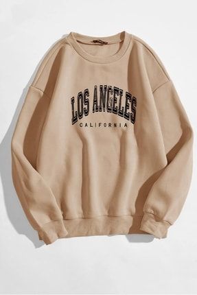 Unisex Los Angeles Bej Oversize Sweatshirt losangelessweat