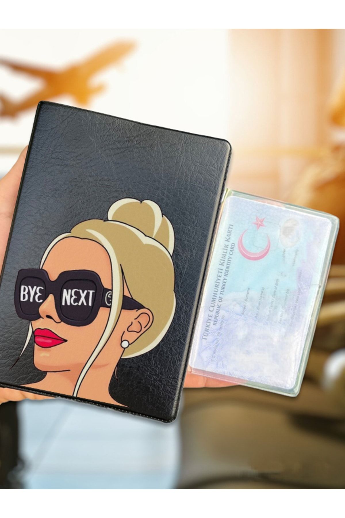 Cekuonline Bye Next Desenli Deri Pasaport Kılıfı Kabı Tüm Ülke Pasaportlarına Uygun