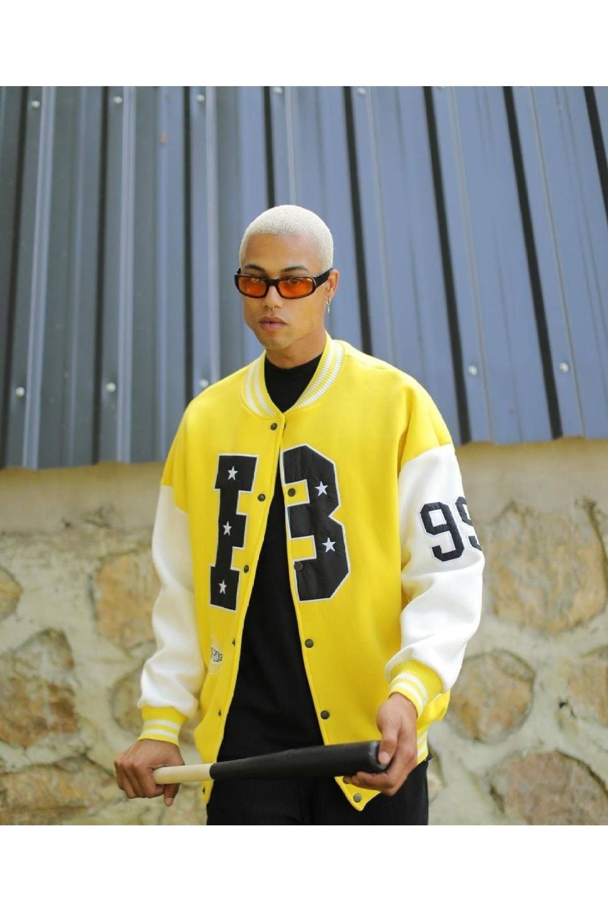 jordan 23 Unisex Yellow B Star Embroidery Oversize College Jacket