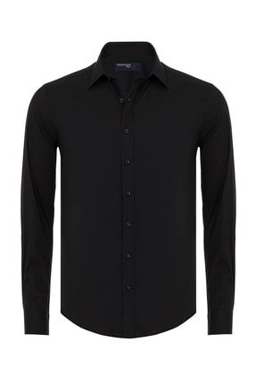 Siyah Slim Fit Klasik Gömlek P41D0100401-050