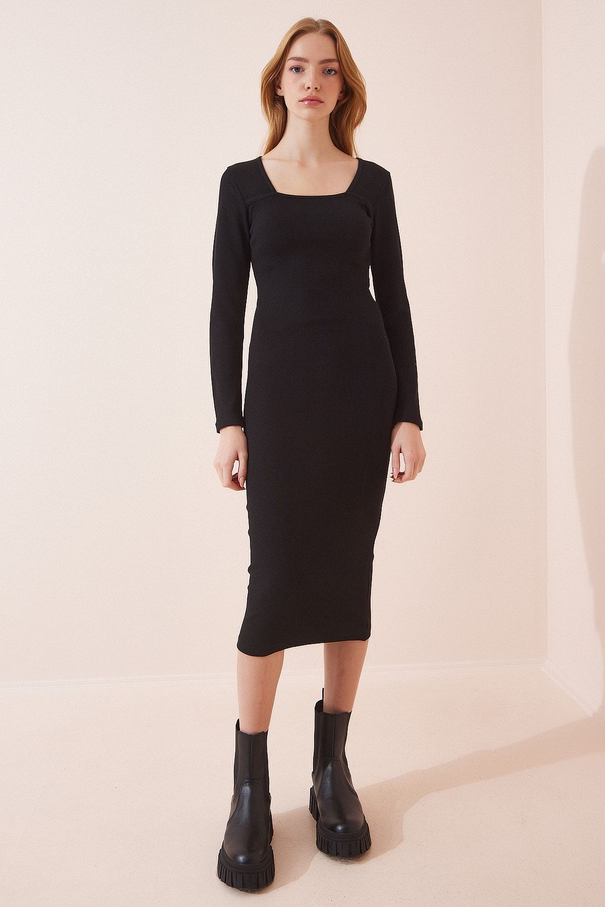 Happiness İstanbul Kleid Schwarz Bodycon AR7039