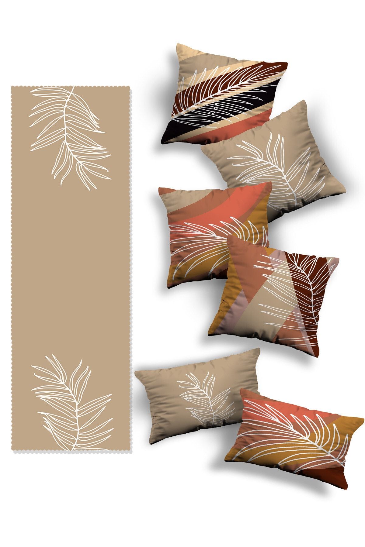 Skhome-Double Sided Printed Special Design 4square and 2rectangular Throw Pillow Cover and Runner Set(4K2D-R-KOM283) 1