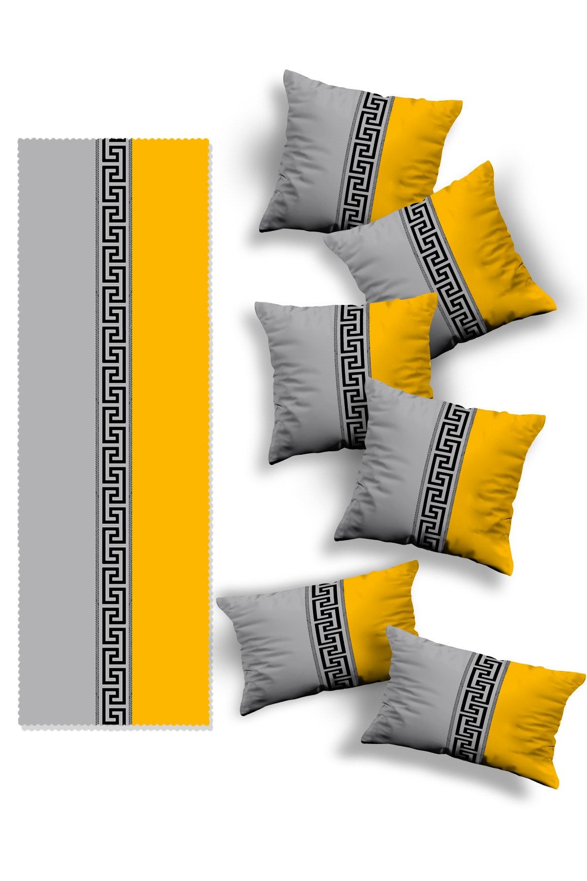 Skhome-Double Sided Printed Special Design 4square and 2rectangular Throw Pillow Cover and Runner Set(4K2D-R-1016) 1