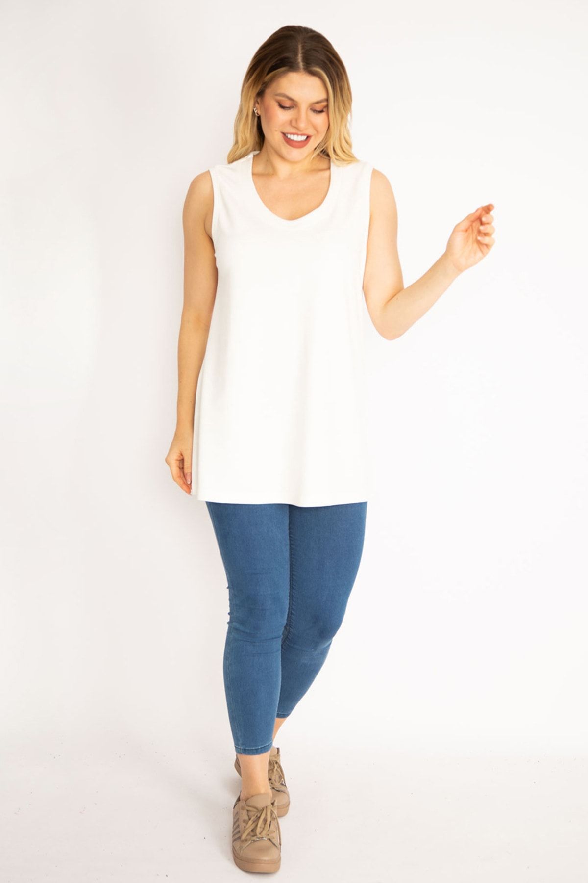 Şans Große Größen in Bluse Ecru Regular Fit Fast ausverkauft