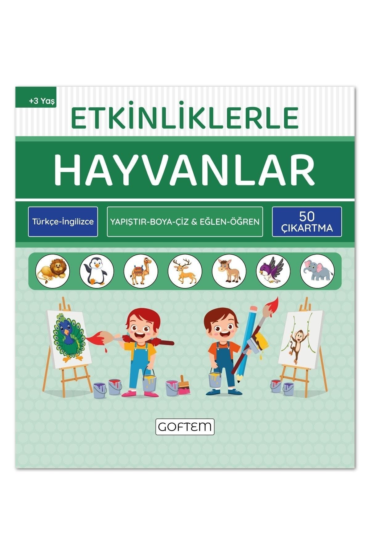 Etkinliklerle Hayvanlar - Türkçe Ingilizce - 50 Çıkartma - 24 Sayfa Eğitici Aktivite Kitabı