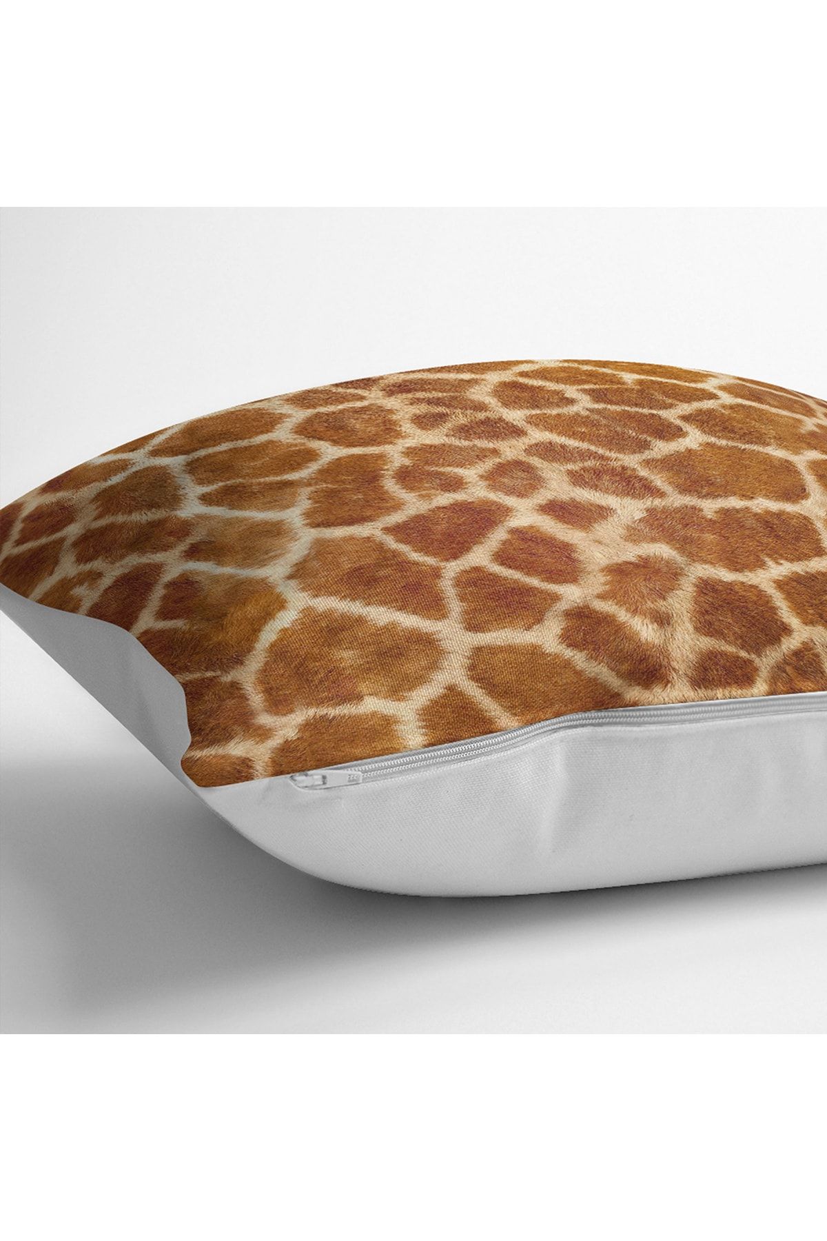 Realhomes-Digital Printed Pillow and Cushion Cover with Giraffe Motif and Fur Pattern on Brown Background 4