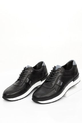 Siyah Gön Platinum Hakiki Deri Erkek Bağcıklı Günlük Sneaker 01910 DDMA64901910