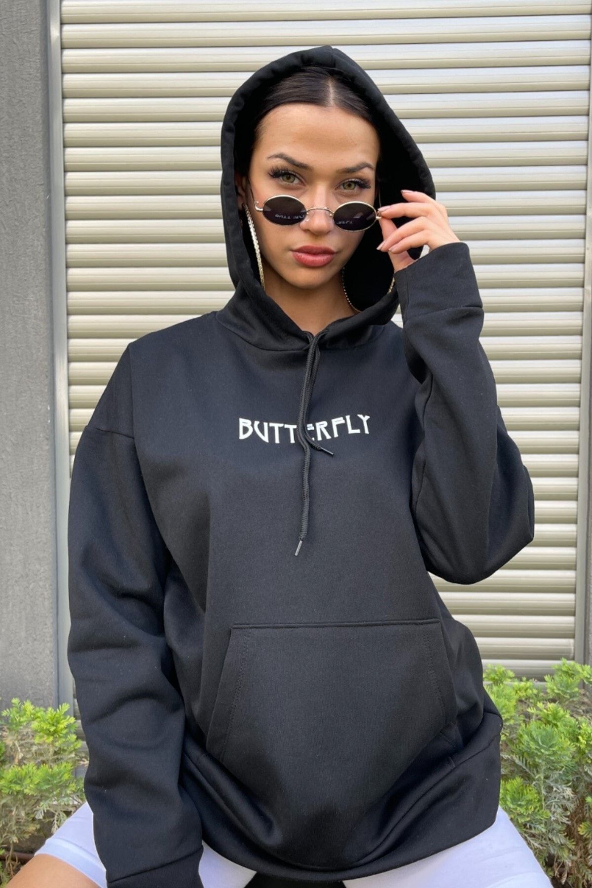 Black butterfly hoodie hotsell
