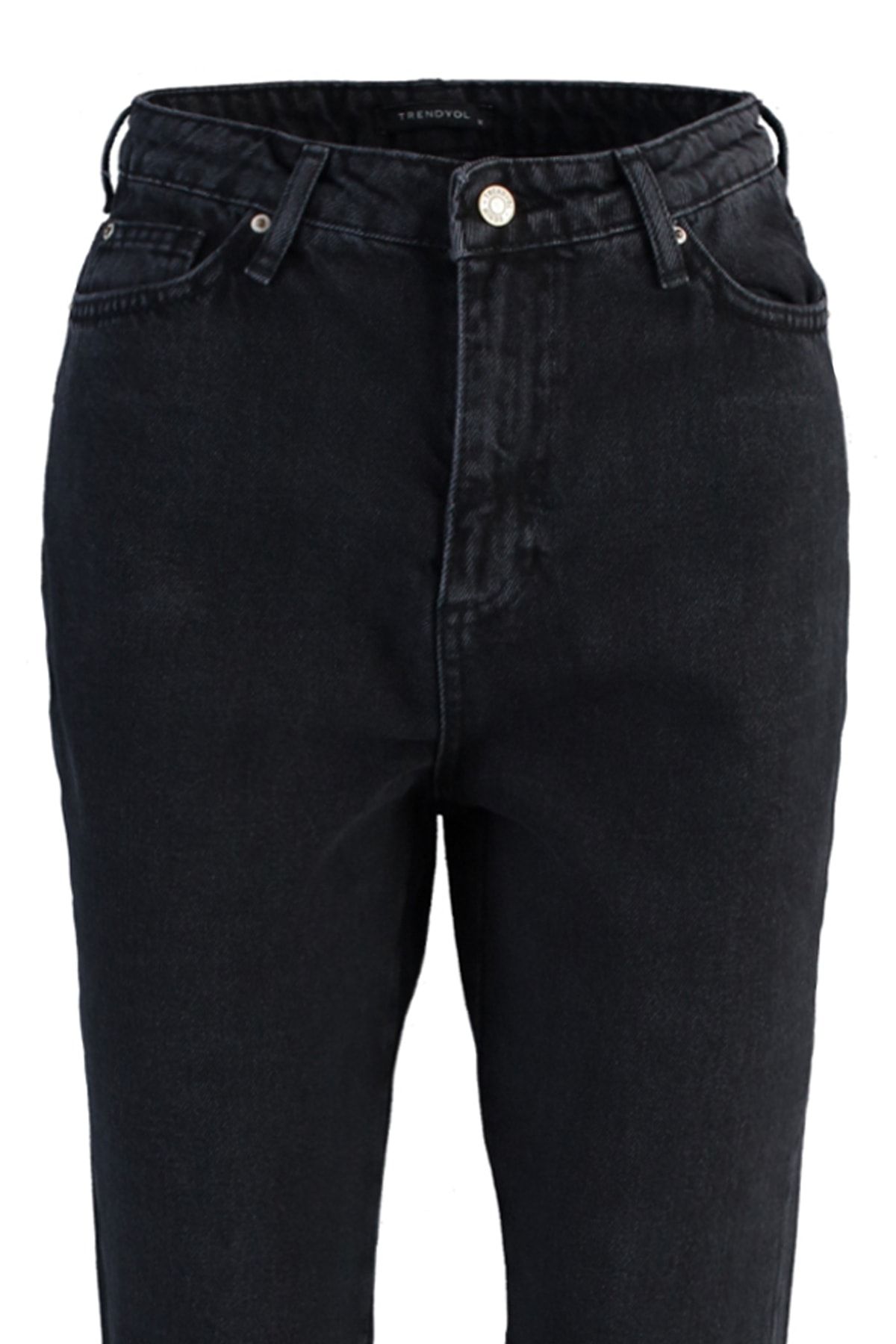 Trendyol Collection-Schwarze Bootcut-Jeans mit Schlitz und hoher Taille TWOAW22JE0561 8