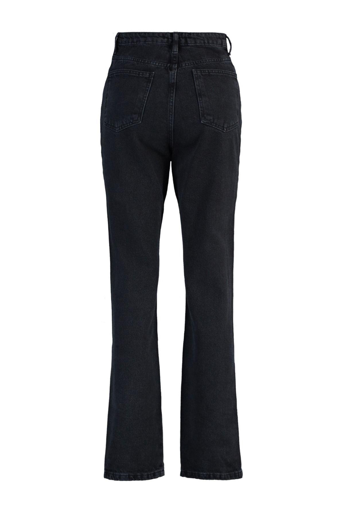 Trendyol Collection-Schwarze Bootcut-Jeans mit Schlitz und hoher Taille TWOAW22JE0561 9