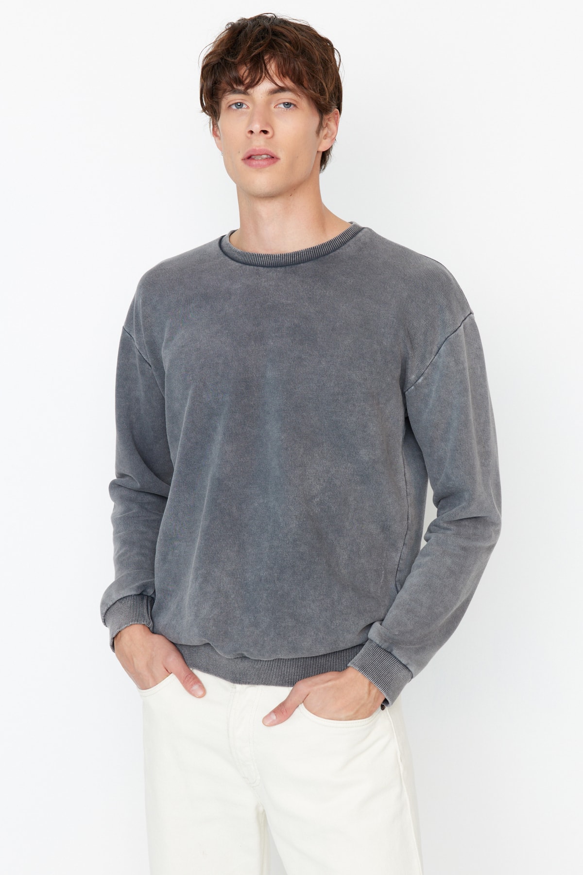 Trendyol Collection Sweatshirt Grau Figurbetont