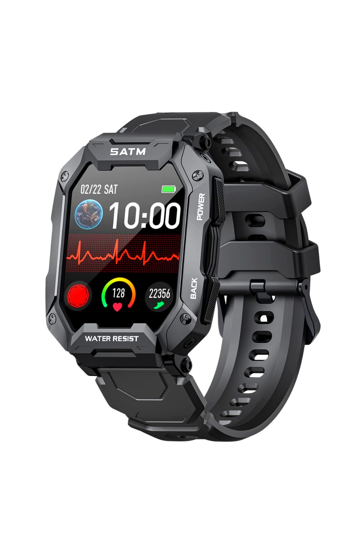 SeyuTech Watch Tank Uyumlu Siyah Akıllı Saat Ultra Dayanıklı Iphone Ve Android Tüm Telefonlara Smartwatch