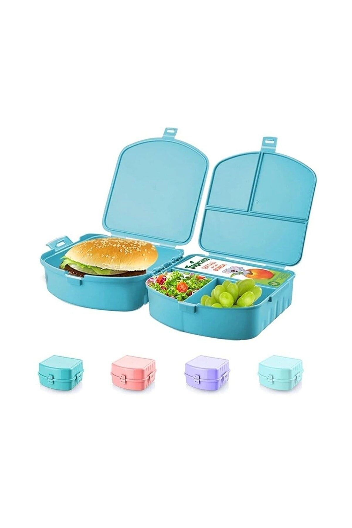 Vakia-Purple Compartmented Lunch Box / Two Compartment Lunch Storage Container Box 3