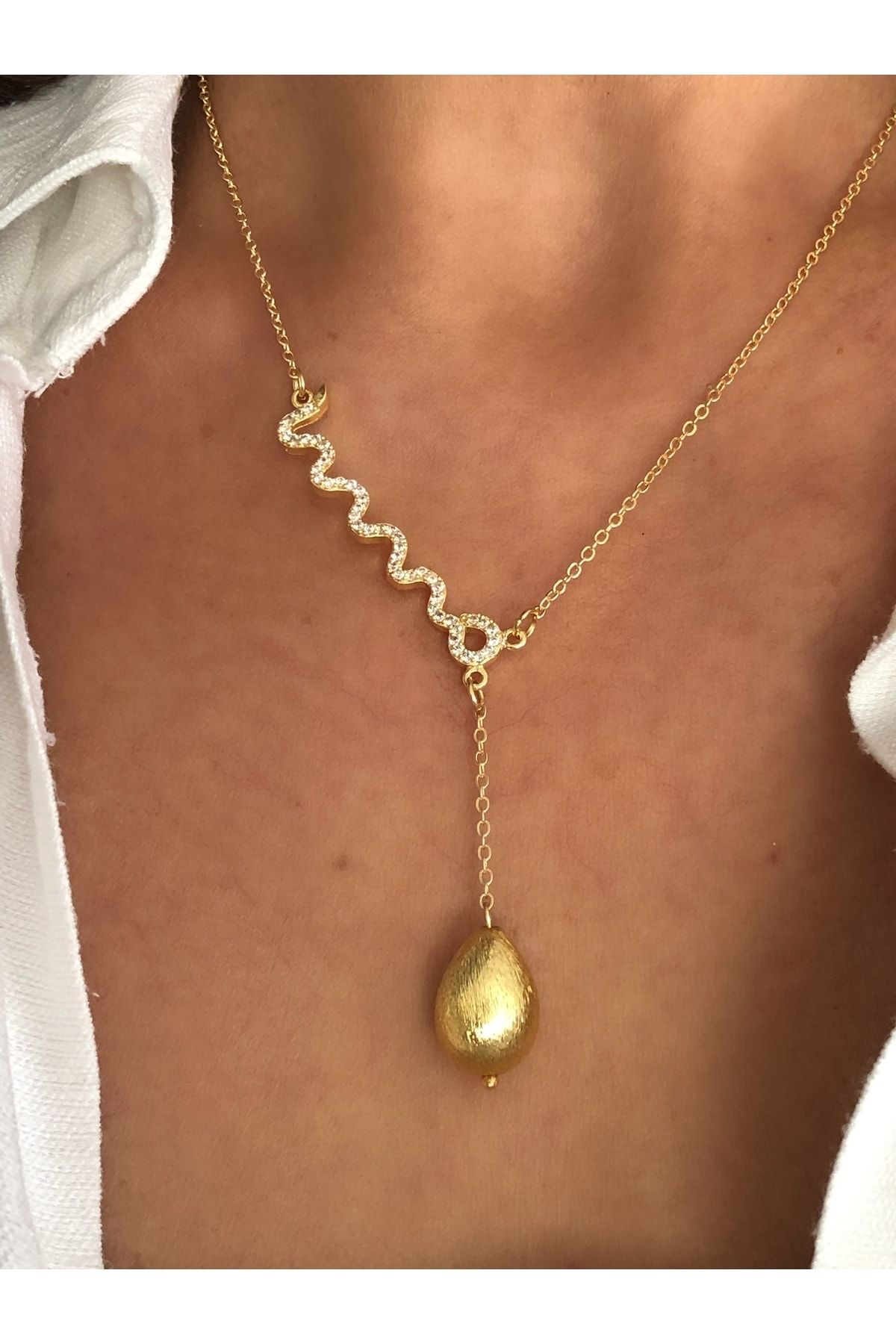 tones official Y Model Gold Vintage Ball Pendant Necklace