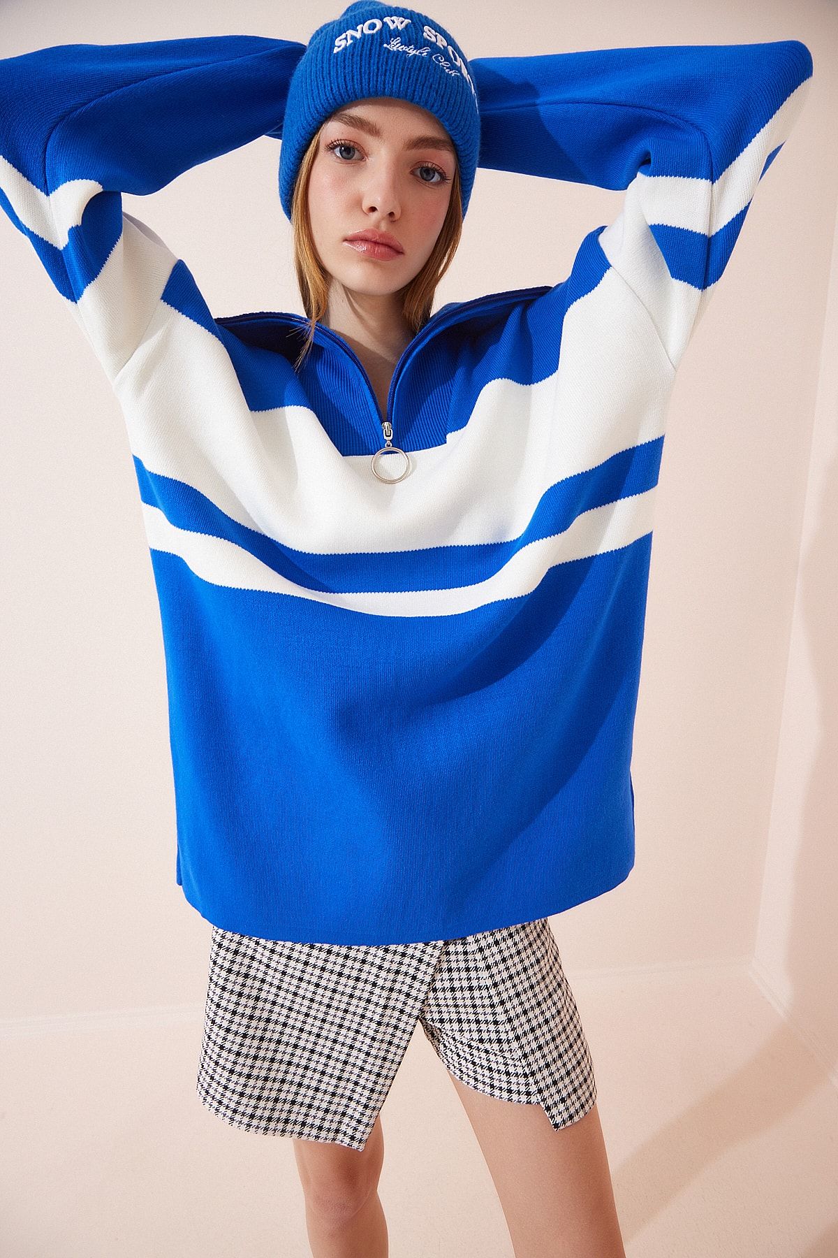 Happiness İstanbul Pullover Blau Regular Fit Fast ausverkauft