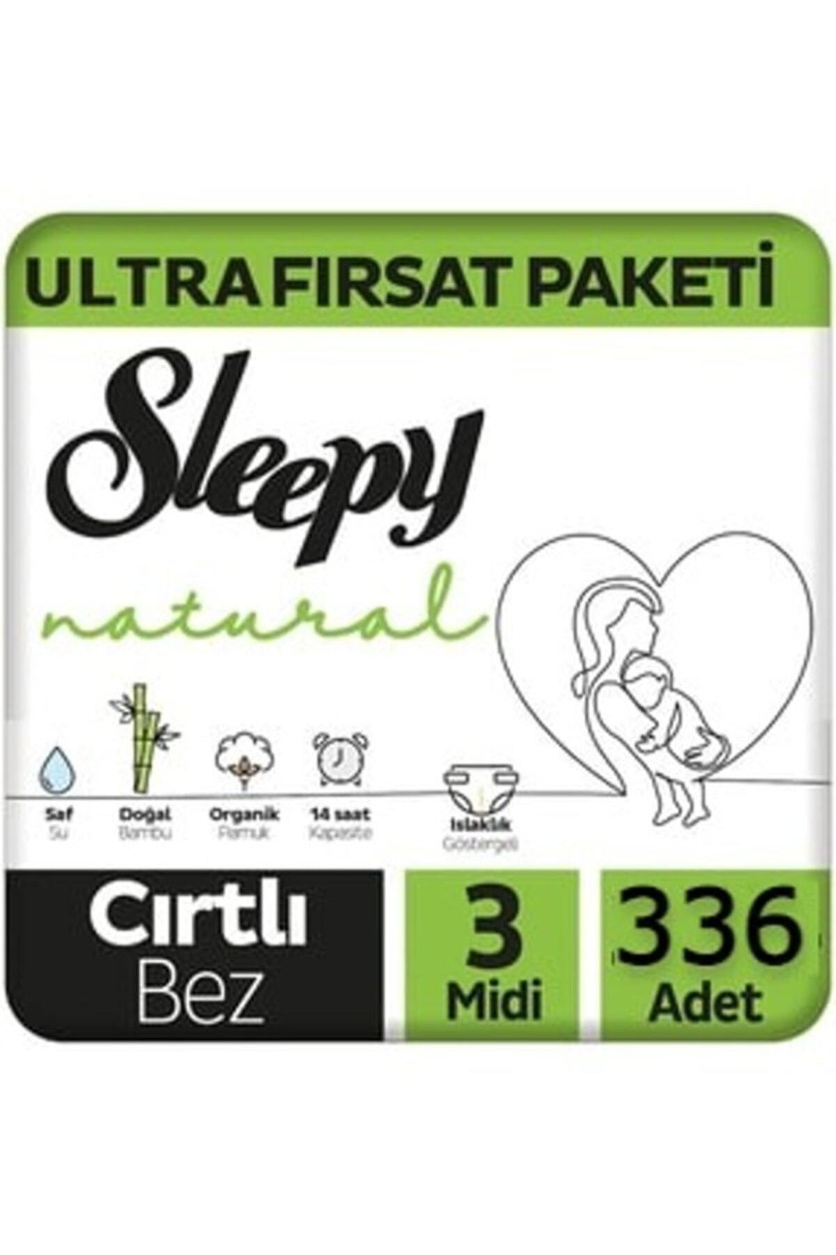 Sleepy Natural 3 Numara Bebek Bezi Midi 4 - 9 Kg 336 Adet Mega Paket Belbantlı Cırtlı. fotoğrafı 3 (önizleme)