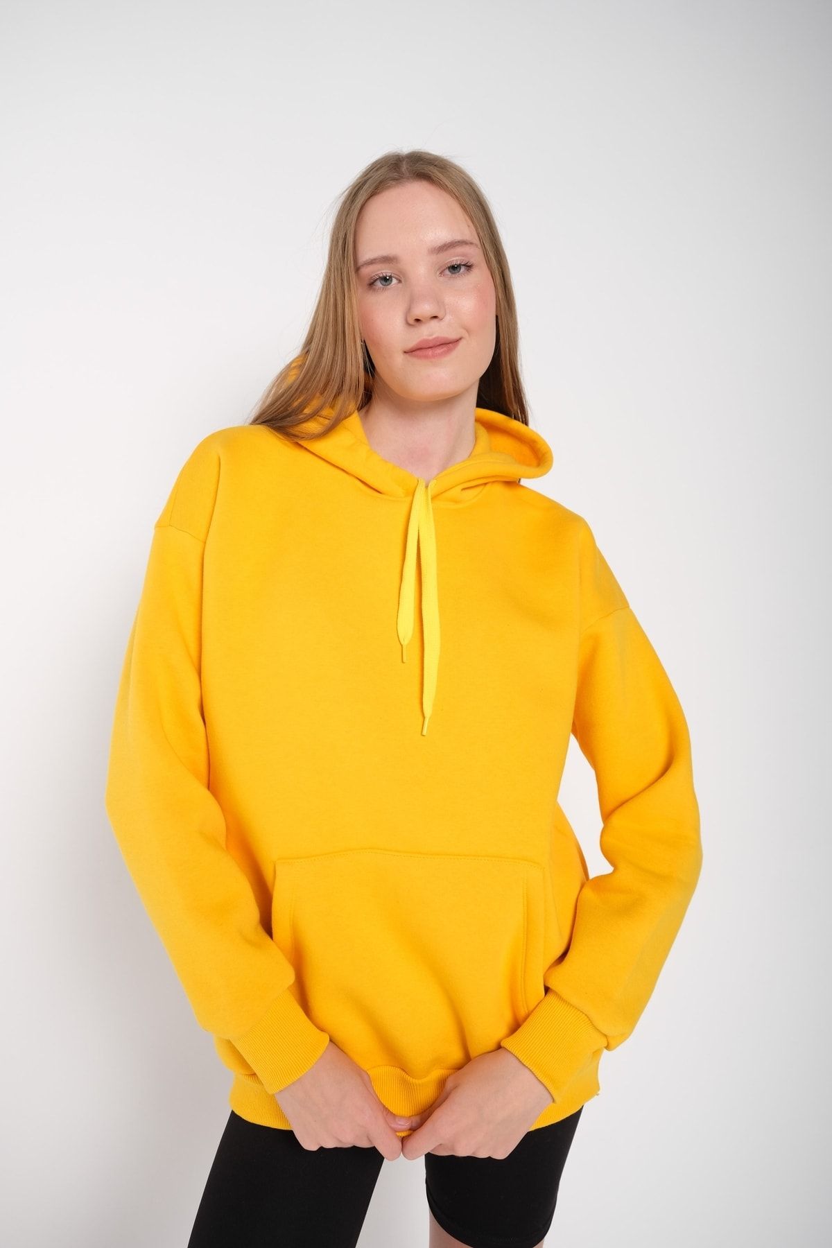 Plain yellow hoodie women's outlet