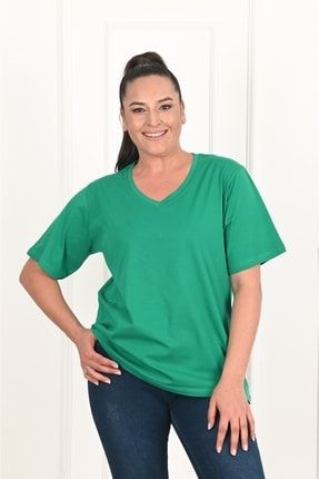 Kadın V Yaka Basic T-shirt (1297) TYC00517796929