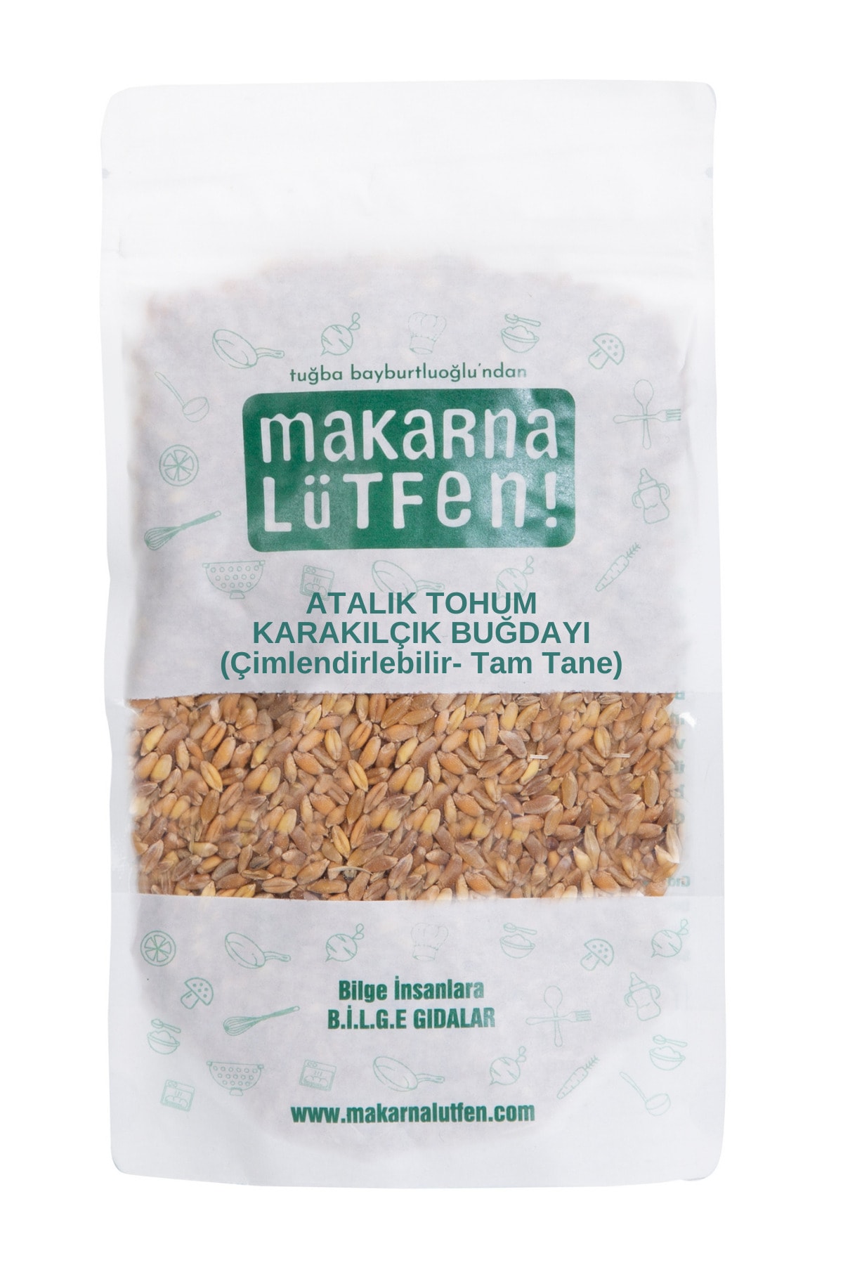 Makarna Lütfen Atalık Tohum İlaçsız Karakılçık Buğdayı (Çimlenebilir Tam Tane-250 g)