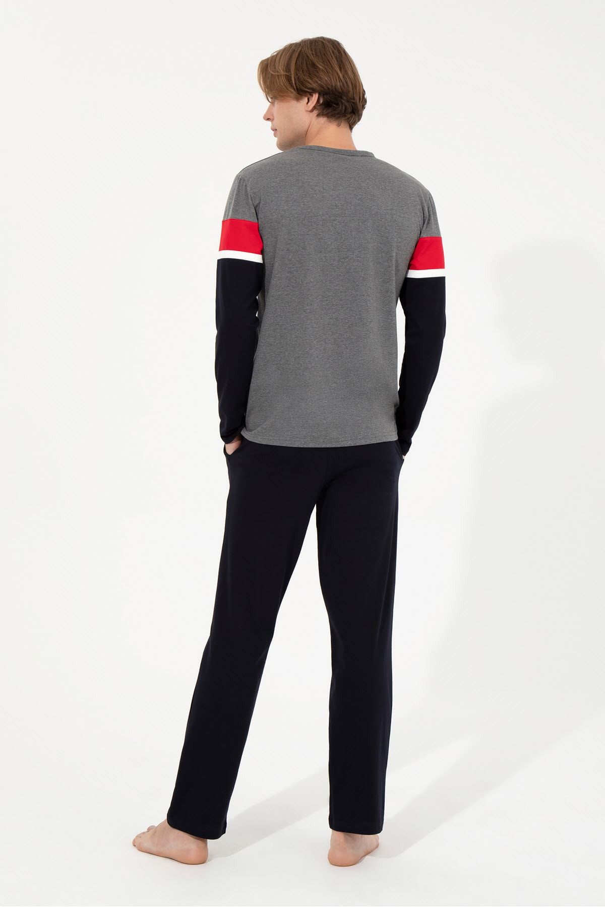 ست پیژامه خاکستری مردانه لباس خواب اورجینال U.S. Polo Assn.