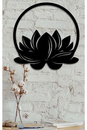 Lotus Çiçeği Dekor Tablo Mdf Ahşap Lazer Kesim Duvar Panosu Siyah 3mm ARTDV05302