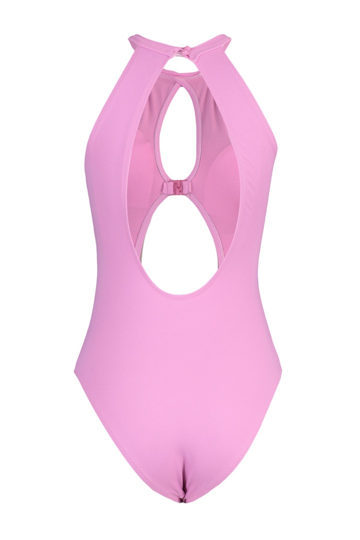Trendyol Collection-Pink Halter Neck Cut Out/Window High Leg Swimsuit TBESS23MA00076 8