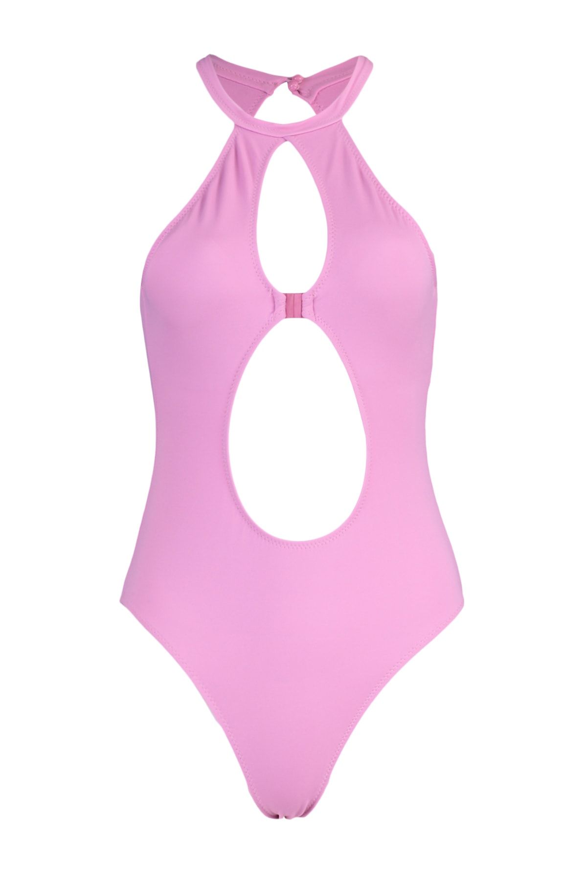Trendyol Collection-Pink Halter Neck Cut Out/Window High Leg Swimsuit TBESS23MA00076 6